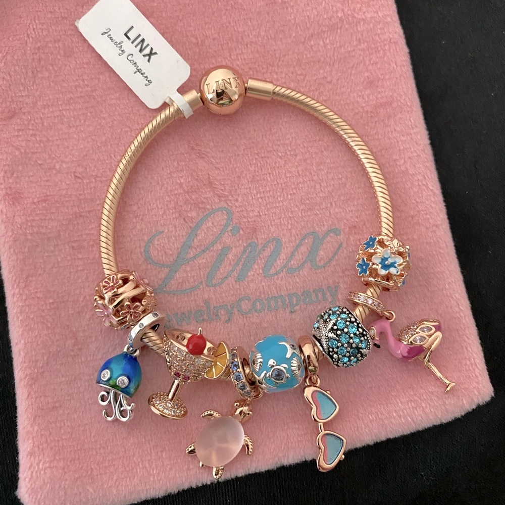 Linx Rose Gold Bracelet with Beach and Summer Themed Charms